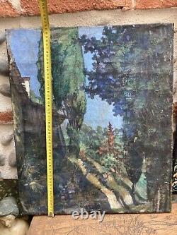 Belle Peinture Huile Sur Toile Village If Arbre DLG Soutine Chaim XIXe Ancien