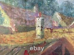 Belle peinture Huile Sur Toile René Blanc scène de mariage 1950 art Ancien Ville