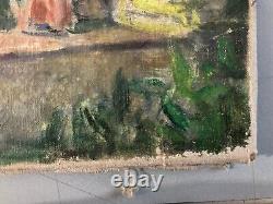 Belle peinture Huile Sur Toile René Blanc scène de mariage 1950 art Ancien Ville