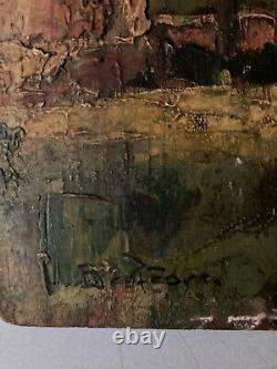 Belle peinture huile panneau bois 1900 paysage impressionniste Forêt Ancien Art