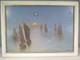 Boisard Ancien Tableau Huile Sur Toile Bateaux Marine Voilier Coucher De Soleil