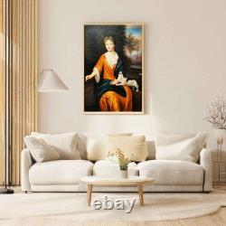 Carré Huile sur Toile Portrait Dame Avec Chien 60x90 Style Ancien Made IN Italy