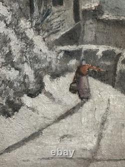 Charles CUZIN (1907-1975) Huile sur toile ancien paysage de neige hiver 1941