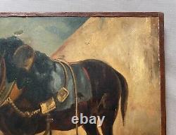 Cheval, Huile Sur Papier, Tableau Ancien, Peinture, XIXe