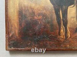 Cheval, Huile Sur Papier, Tableau Ancien, Peinture, XIXe