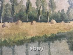 Christian COUILLAUD (1904-1964) Ancienne huile sur toile vue du marais Poitevin