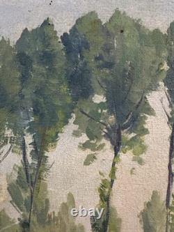 Christian COUILLAUD (1904-1964) Ancienne huile sur toile vue du marais Poitevin