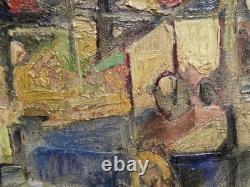 Christian SCHMIDT. Tableau Scène de Village / Automobile Ancienne. HST. Signé