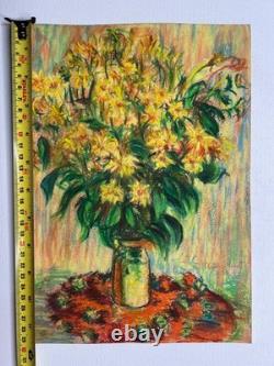 Claude Monet (fait main) dessin à l'huile sur papier ancien signé et