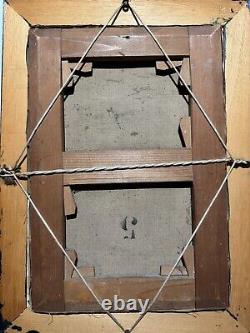 Ecole Française c 1890 Portrait d'Artiste à La Bicyclette tableau vélo ancien