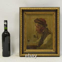 Environ 1900 Peinture ancienne à l'huile Portrait d'un homme 44x36 cm