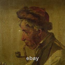 Environ 1900 Peinture ancienne à l'huile Portrait d'un homme 44x36 cm