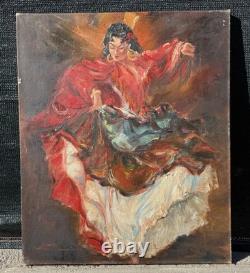 Fernand Van Hamme 1911-1976 Tableau Ancien signé HST Danseuse flamenco Seville