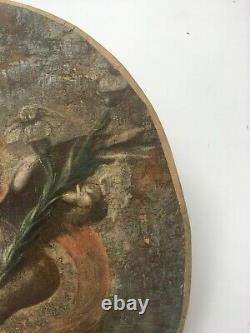 Fragment de peinture ancienne, Huile sur toile, Murillo Putto, XIXe ou avant