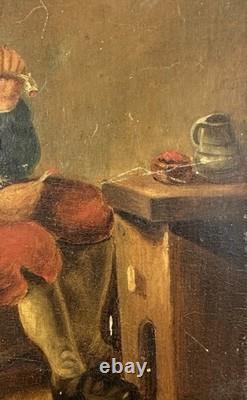 Fumeur de pipe école hollandaise Ancienne huile sur panneau trace de signature
