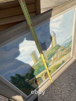 G. Peyras Vue Château de Foix Ariège Peinture Huile sur Toile Ancien