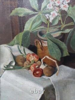 Georges ROHNER tableau ancien vers 1930 nature morte huile toile 65x50 cm