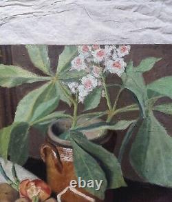Georges ROHNER tableau ancien vers 1930 nature morte huile toile 65x50 cm