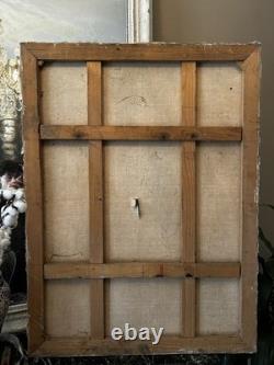 Grand Huile Sur Toile Signée Ancienne Représentant Une Femme Et Un Arbre