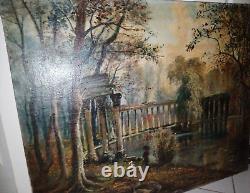 Grand Tableau Ancien Huile Sur Toile Henri Amirault Faience Parthenay