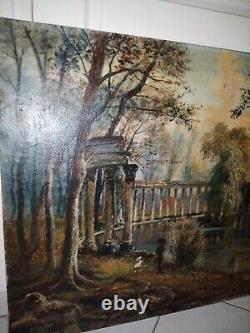 Grand Tableau Ancien Huile Sur Toile Henri Amirault Faience Parthenay