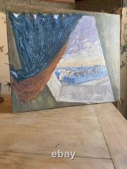 Grand tableau ancien Louis Peyré Huile sur toile 85×54