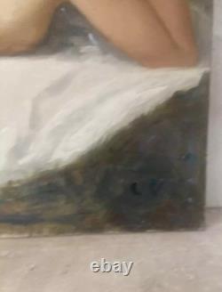 Grand tableau ancien Nu féminin allongé Huile sur toile 111 x 77 cm 1900