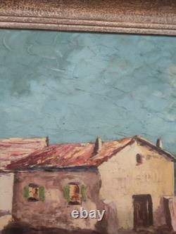 Grand tableau ancien huile sur toile FR LENDAL marine avec personnage