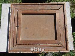 Grand tableau ancien huile / toile enfants puit fontaine signé Doria cadre doré