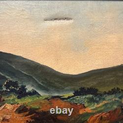 Grande Huile Sur Toile Ancienne Signée PAYSAGE Cadre Vintage Décoration Peinture