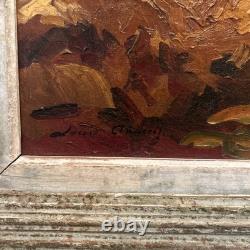 Grande Huile Sur Toile Ancienne Signée PAYSAGE Cadre Vintage Décoration Peinture