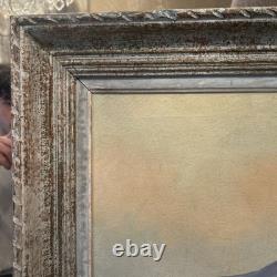 Grande Huile Sur Toile Ancienne Signée PAYSAGE Cadre Vintage Décoration Peinture