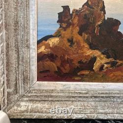Grande Huile Sur Toile Ancienne Signée PAYSAGE Cadre Vintage Décoration Peinture