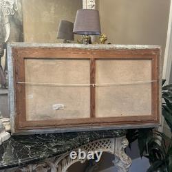 Grande Huile Sur Toile Ancienne Signée PAYSAGE Cadre Vintage Décoration Peinture