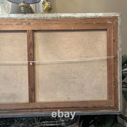 Grande Huile Sur Toile Ancienne Signée PAYSAGE Cadre Vintage Décoration Peinture