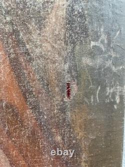 Grande Huile sur Toile XIXe Piéta Scène Religieuse Ancienne 92x64 cm