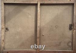 Grande Huile sur Toile XIXe Piéta Scène Religieuse Ancienne 92x64 cm