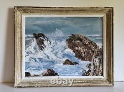 HSP huile sur panneau paysage marin signé encadré Marine tableau ancien mer
