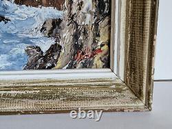 HSP huile sur panneau paysage marin signé encadré Marine tableau ancien mer