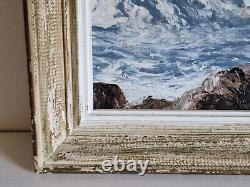 HSP huile sur panneau paysage marin signé encadré Marine tableau ancien mer