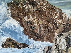 HSP huile sur panneau paysage marin signé encadré Marine tableau ancien mer