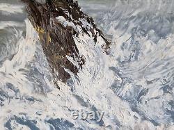 HSP huile sur panneau paysage marin signé encadré Marine tableau ancien mer