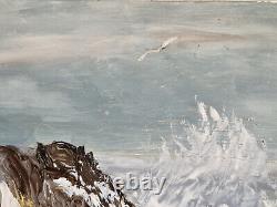 HSP huile sur panneau paysage marin signé encadré Marine tableau ancien mer