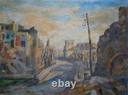 HUILE SUR TOILE 10F ANCIEN PAYSAGE VILLE EN RUINES PEINTURE MODERNE XX°s