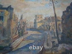 HUILE SUR TOILE 10F ANCIEN PAYSAGE VILLE EN RUINES PEINTURE MODERNE XX°s