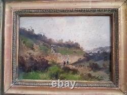 Huile Sur Panneau Ancienne Encadree Paysage Anime Signee L Dupuy (galien Laloue)