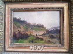 Huile Sur Panneau Ancienne Encadree Paysage Anime Signee L Dupuy (galien Laloue)