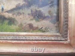 Huile Sur Panneau Ancienne Encadree Paysage Anime Signee L Dupuy (galien Laloue)