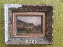 Huile Sur Panneau Ancienne Encadree Paysage Anime Signee L Dupuy (galien Laloue)