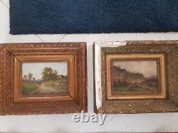 Huile Sur Panneau Ancienne Encadree Paysage Anime Signee L Dupuy (galien Laloue)